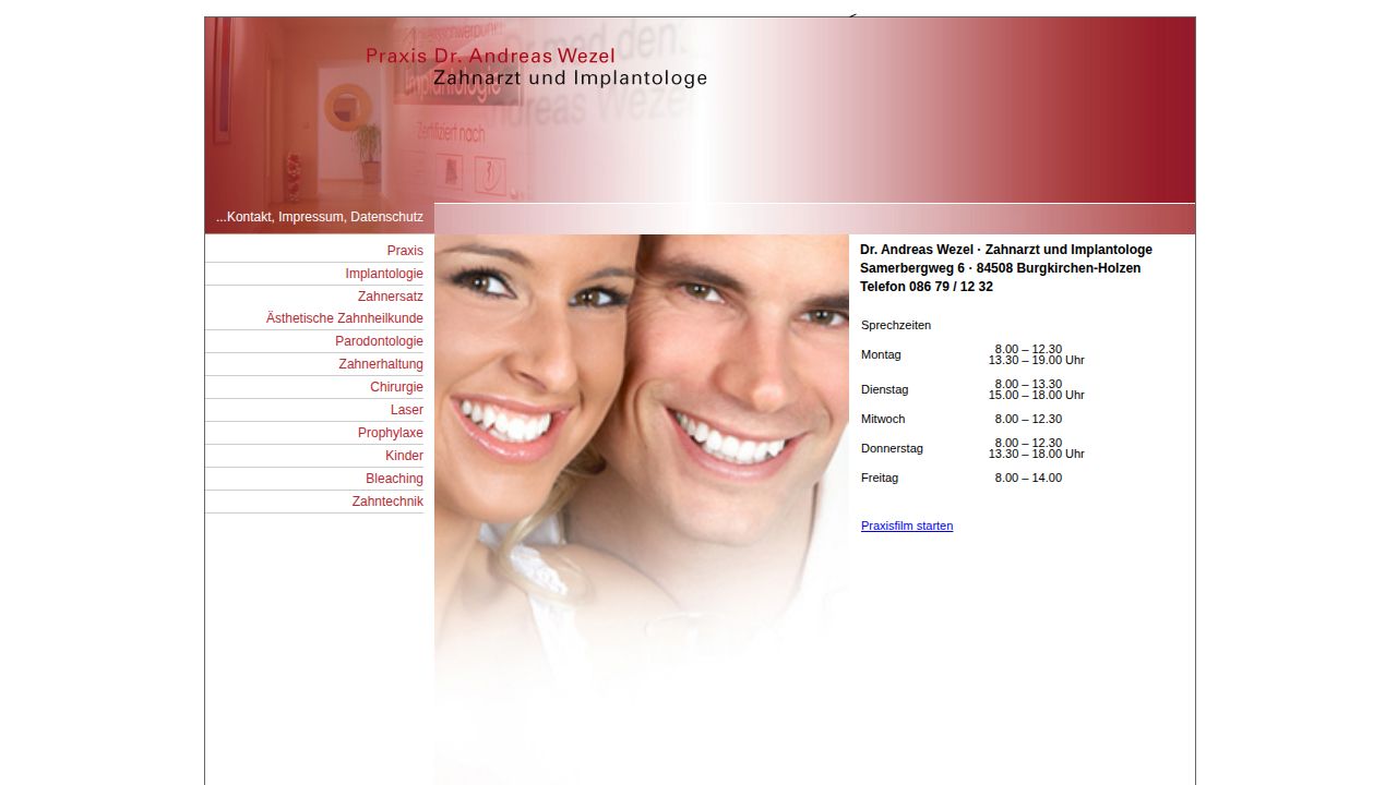 Home page of the website of Herr Dr. Andreas Wezel   Zahnarzt und Implantologe