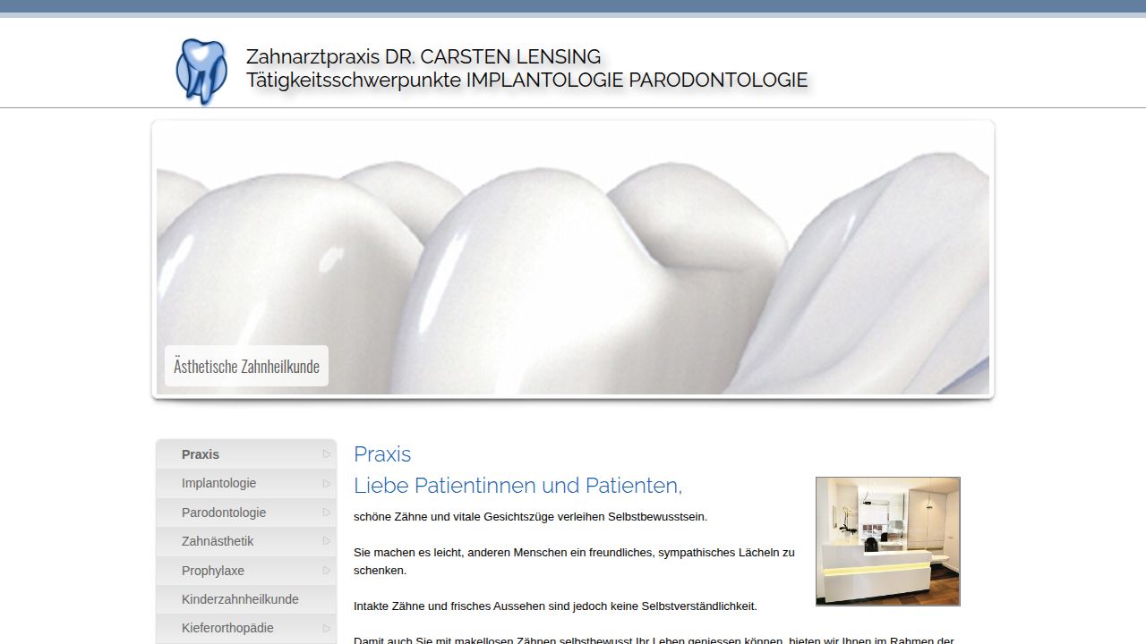 Herr Dr. Carsten Lensing internet sitesinin ana sayfası