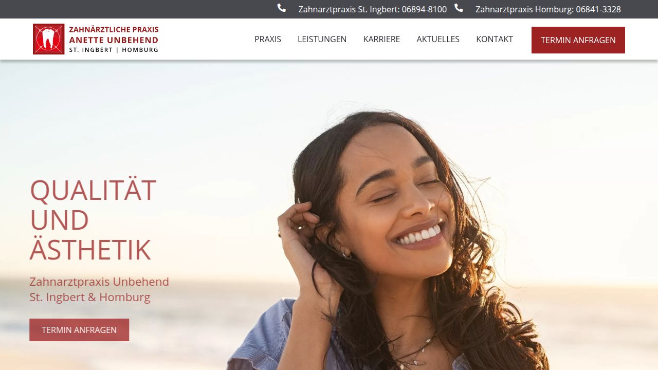 Home page of the website of Frau Anette Unbehend