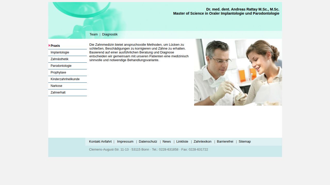 Startpagina van de website van Dr. med. dent.  Andreas Rattay M.Sc.