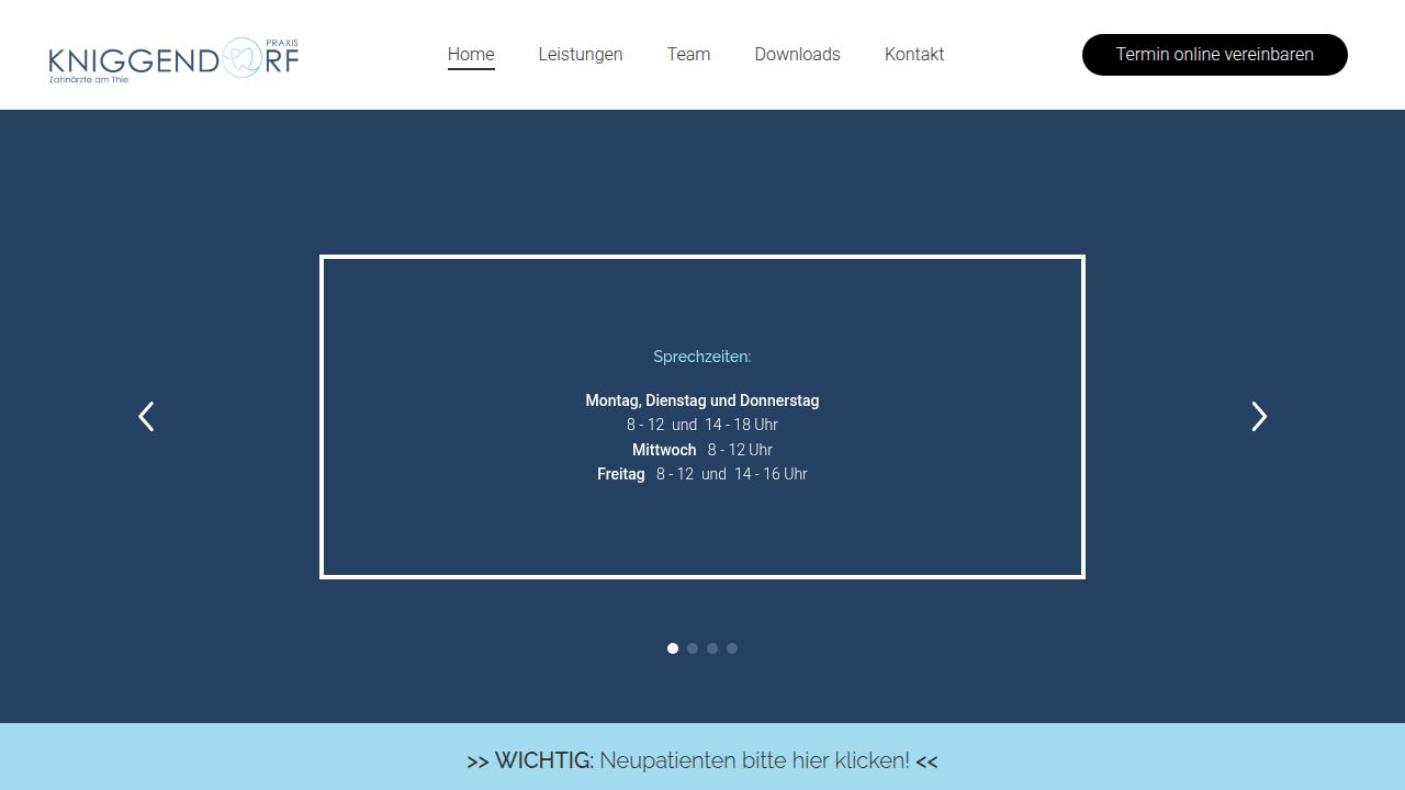Startpagina van de website van Ulrich und Viola Kniggendorf