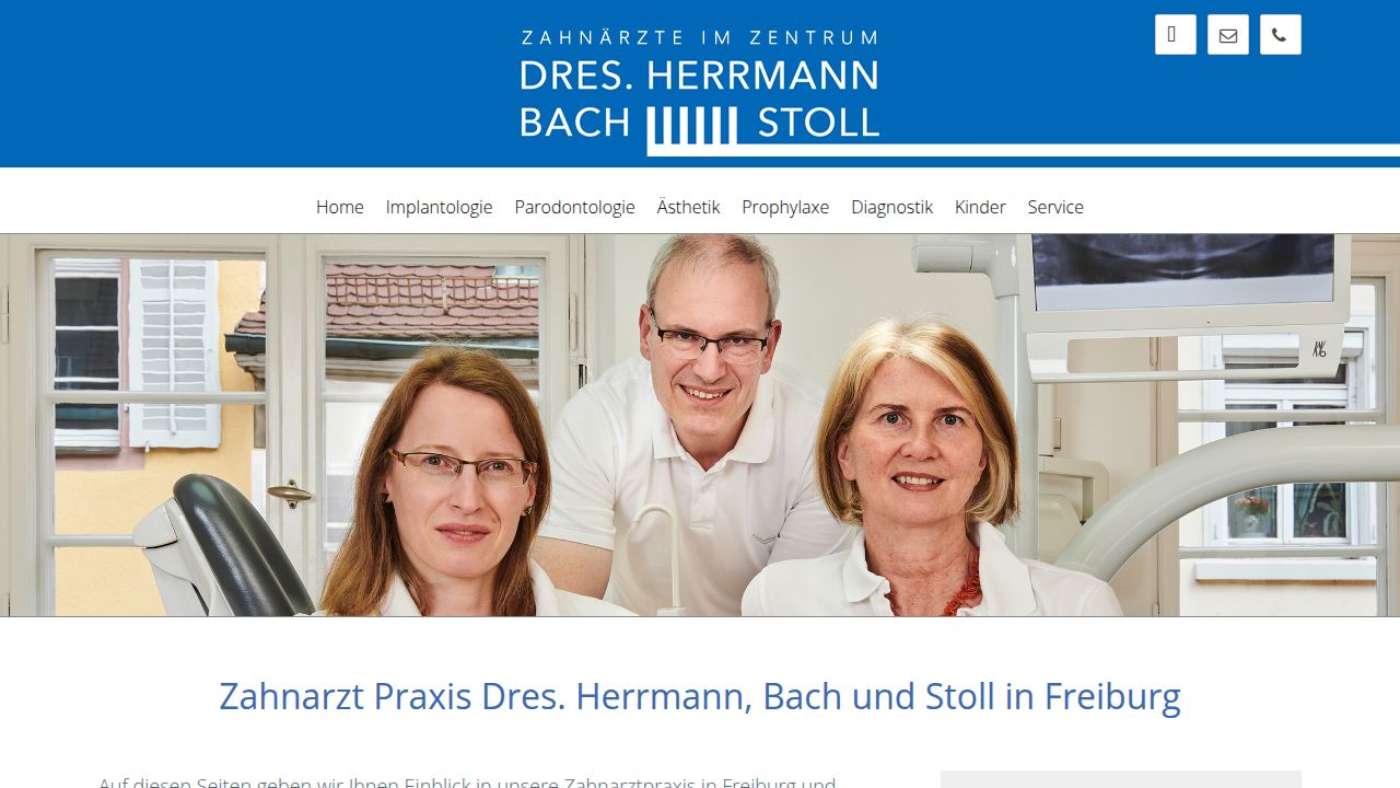 Startpagina van de website van Praxis Dres.  Herrmann, Bach und Stoll
