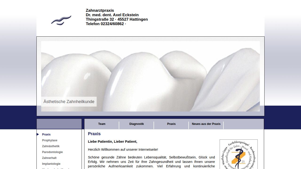 Home page of the website of Dr. Axel Eckstein