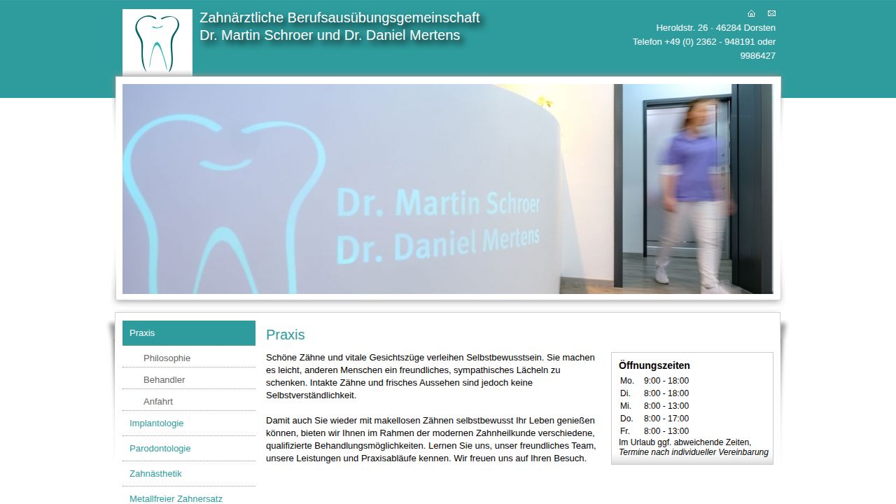 Dr.  Martin Schroer internet sitesinin ana sayfası
