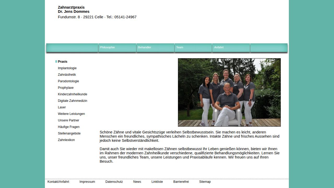 Startpagina van de website van Dr Jens Dommes