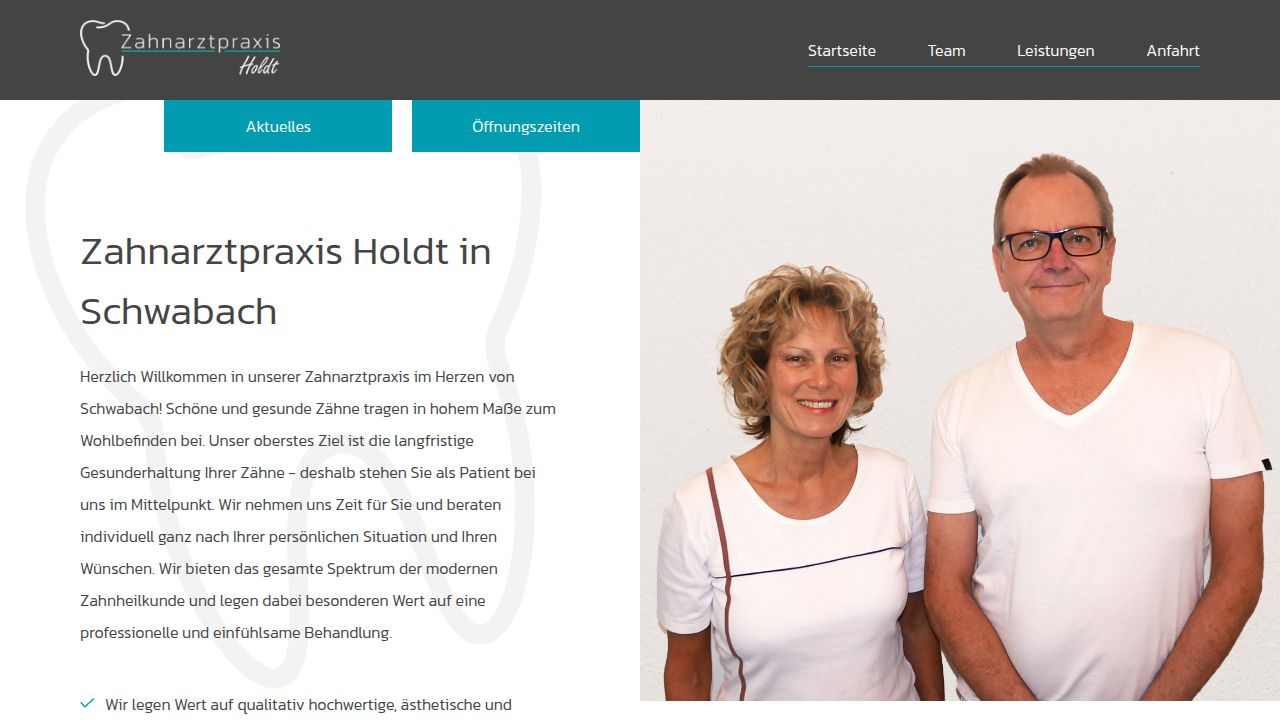 Zahnarztpraxis Marion und Thomas Holdt internet sitesinin ana sayfası