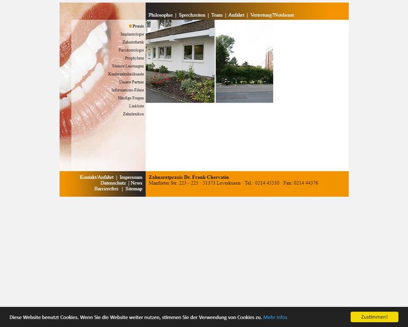 Startpagina van de website van Dr. med. Frank Chervatin