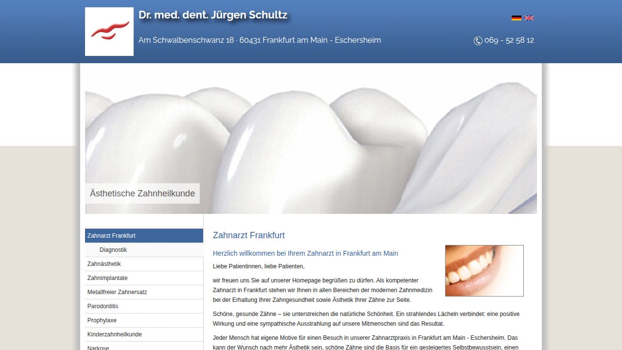 J&uuml;rgen Dr. Schultz internet sitesinin ana sayfası