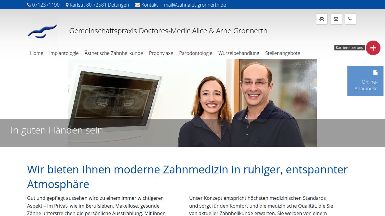 Startpagina van de website van Doctor-Medic Arne Gronnerth