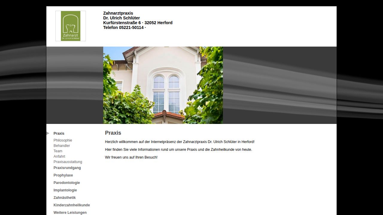 Startpagina van de website van Dr. Ulrich Schl&uuml;ter