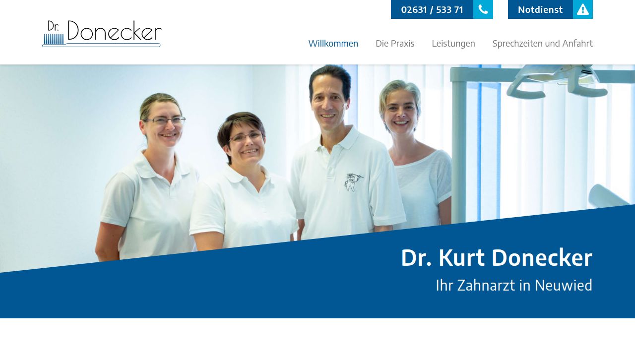 Startpagina van de website van Dr. Kurt Donecker