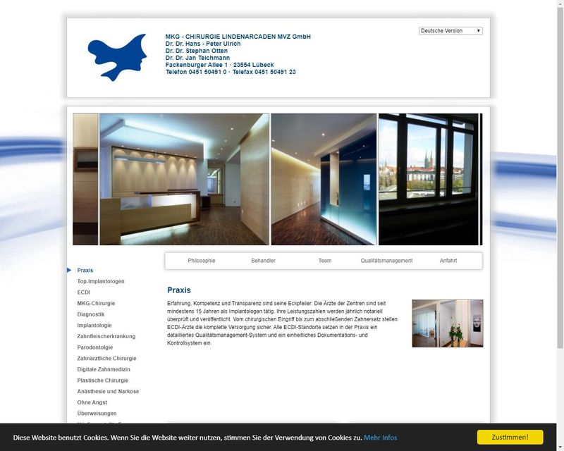 Startpagina van de website van MKG-Chirurgie Lindenarcaden  Dr. Dr. Peter Ulrich Dr. Dr. Stephan Otten